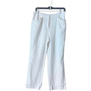 J. Jill Genuine Fit at Waist 100% Linen Wide Leg Pants lined Cream Size 10